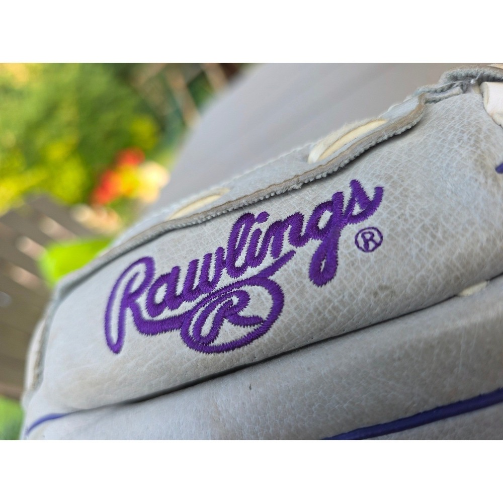 Rawlings LHT Leather 12" Softball Glove Lefty Grey Purple Sure Catch SCSB12PU - Picture 6 of 8